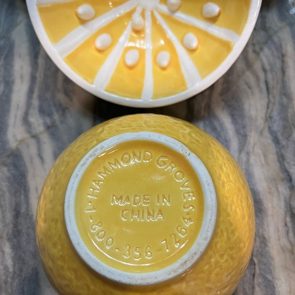 Set of 4 HAMMOND GROVES Citrus Textured Fruit GRAPEFRUIT BOWL Teeth Yellow - Picture 2 of 8